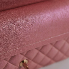 Chanel Medium/Large Caviar Double Classic Flap Iridescent Pink