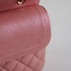 Chanel Medium/Large Caviar Double Classic Flap Iridescent Pink