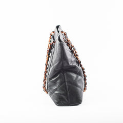 Chanel Caviar Vintage Tortoise Shell Chain Black Tote Bag Black