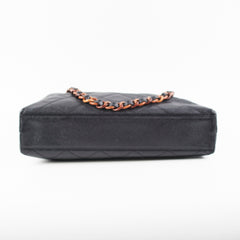 Chanel Caviar Vintage Tortoise Shell Chain Black Tote Bag Black