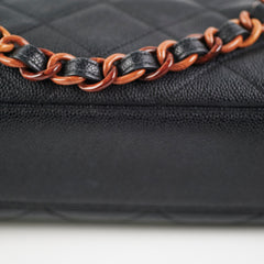 Chanel Caviar Vintage Tortoise Shell Chain Black Tote Bag Black