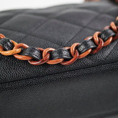Chanel Caviar Vintage Tortoise Shell Chain Black Tote Bag Black