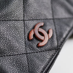 Chanel Caviar Vintage Tortoise Shell Chain Black Tote Bag Black