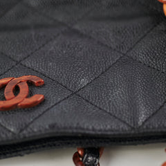 Chanel Caviar Vintage Tortoise Shell Chain Black Tote Bag Black
