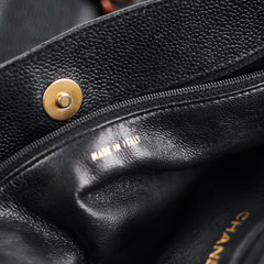 Chanel Caviar Vintage Tortoise Shell Chain Black Tote Bag Black