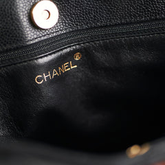 Chanel Caviar Vintage Tortoise Shell Chain Black Tote Bag Black