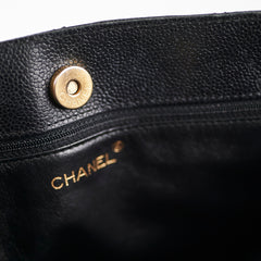 Chanel Caviar Vintage Tortoise Shell Chain Black Tote Bag Black