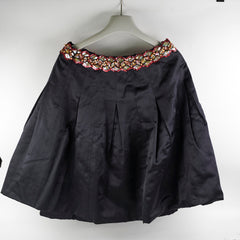 Chanel Black Silk Sequin Long Skirt Size 40