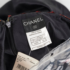 Chanel Black Silk Sequin Long Skirt Size 40