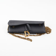 Dior Long Saddle Black Wallet On Chain WOC Crossbody Bag