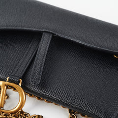 Dior Long Saddle Black Wallet On Chain WOC Crossbody Bag