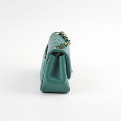 Chanel Mini Square Flap Bag Lambskin Teal Microchip