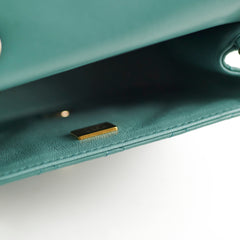 Chanel Mini Square Flap Bag Lambskin Teal Microchip