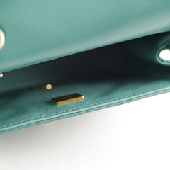 Chanel Mini Square Flap Bag Lambskin Teal Microchip