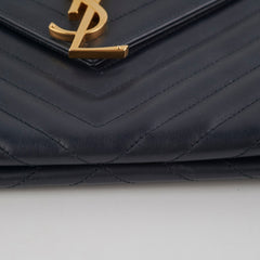 Saint Laurent Clutch with Detachable Chain Navy