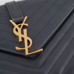 Saint Laurent Clutch with Detachable Chain Navy