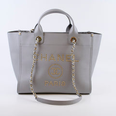Chanel Deauville Medium Light Grey Stud