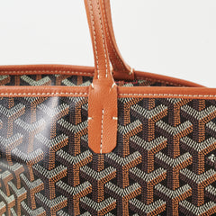 Goyard Artois MM Zip Leather Tote Bag Black & Brown