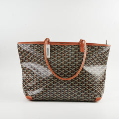 Goyard Artois MM Zip Leather Tote Bag Black & Brown