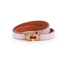 Hermes Mini Kelly Double Tour Pink Bracelet Size T3