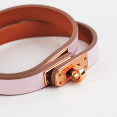 Hermes Mini Kelly Double Tour Pink Bracelet Size T3