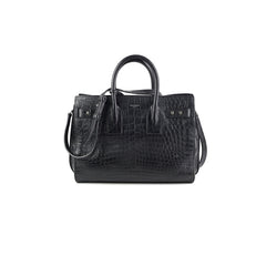Saint Laurent Crocodile Embossed Calfskin Black