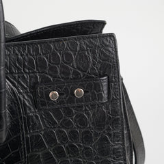 Saint Laurent Crocodile Embossed Calfskin Black