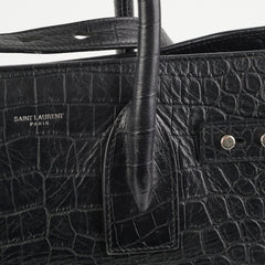 Saint Laurent Crocodile Embossed Calfskin Black