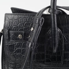 Saint Laurent Crocodile Embossed Calfskin Black