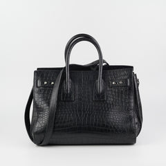 Saint Laurent Crocodile Embossed Calfskin Black