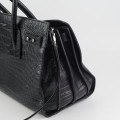Saint Laurent Crocodile Embossed Calfskin Black