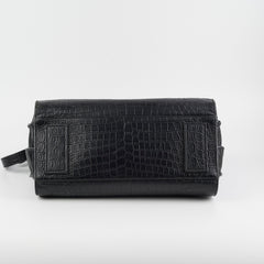 Saint Laurent Crocodile Embossed Calfskin Black
