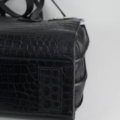 Saint Laurent Crocodile Embossed Calfskin Black
