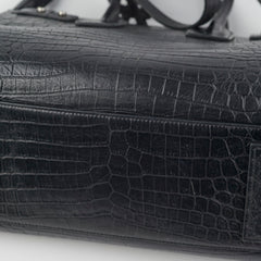 Saint Laurent Crocodile Embossed Calfskin Black