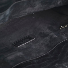 Saint Laurent Crocodile Embossed Calfskin Black