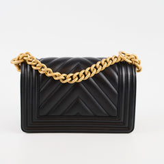 Chanel Small Boy Bag Black Chevron 25 Series