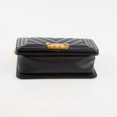 Chanel Small Boy Bag Black Chevron 25 Series