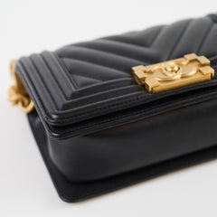 Chanel Small Boy Bag Black Chevron 25 Series