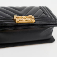 Chanel Small Boy Bag Black Chevron 25 Series