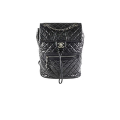 Chanel Black Distressed Calfskin Backpack