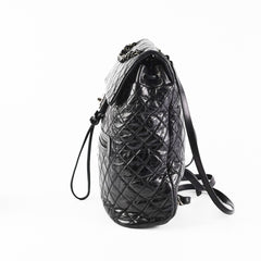 Chanel Black Distressed Calfskin Backpack