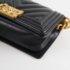 Chanel Small Boy Bag Black Chevron 25 Series