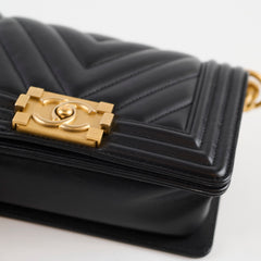 Chanel Small Boy Bag Black Chevron 25 Series