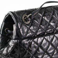 Chanel Black Distressed Calfskin Backpack