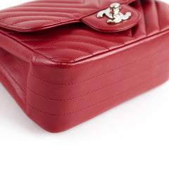 Chanel Caviar Chevron Mini Square Red