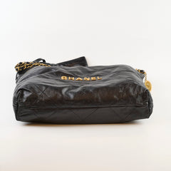 Chanel Medium 22 Black Goatskin