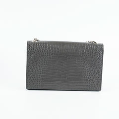 Saint Laurent Medium Kate Grey Croc Embossed Bag
