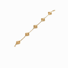 Van Cleef & Arpels Vintage Alhambra Yellow Gold Guilloche 5 Motifs Bracelet