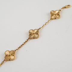 Van Cleef & Arpels Vintage Alhambra Yellow Gold Guilloche 5 Motifs Bracelet