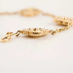Van Cleef & Arpels Vintage Alhambra Yellow Gold Guilloche 5 Motifs Bracelet